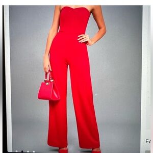 NWT lulus sexy red jumpsuit romper - strapless sz XS